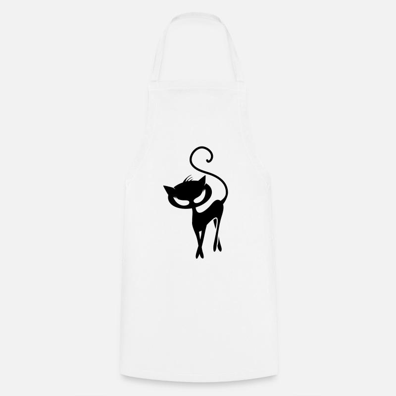 A black cat - Cooking Apron - white