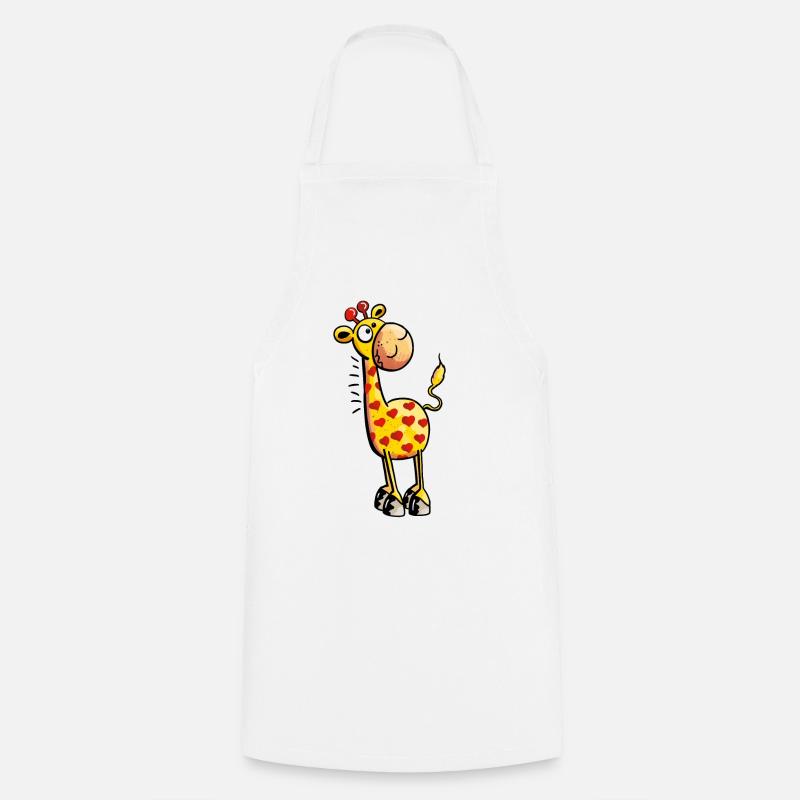 Cute Giraffe with hearts - Cooking Apron - white