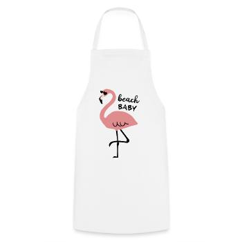 Flamingo with sunglasses and saying beach baby - Cooking Apron - white - Front - AI Model Male 185 dark (185cm)