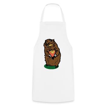 Marmotte avec frites - Tablier de cuisine - blanc - Devant - AI Model Male 185 dark (185cm)