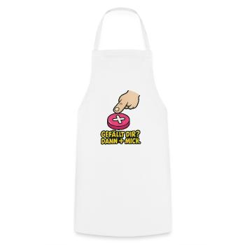 Do you like it? Then + Me – Social Media Fun Shirt - Cooking Apron - white - Front - AI Model Male 185 dark (185cm)