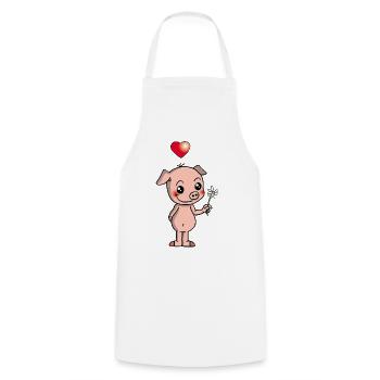 Manga and cute pig - Cooking Apron - white - Front - AI Model Male 185 dark (185cm)