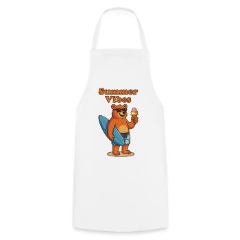 Summer Vibes Bear - Sommerbär mit Eis - Cooking Apron - white - Front - AI Model Male 185 dark (185cm)