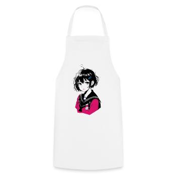 Manga Girl Pink Sailor Uniform - Cooking Apron - white - Front - AI Model Male 185 dark (185cm)