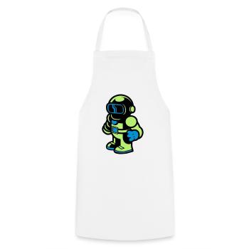 Cartoon Spaceman Astronaut - Cooking Apron - white - Front - AI Model Male 185 dark (185cm)