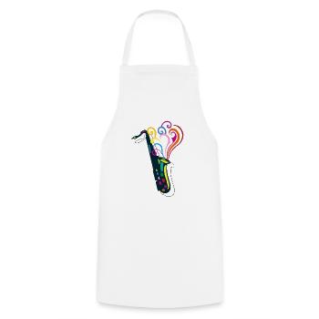 saxophone musique - Tablier de cuisine - blanc - Devant - AI Model Male 185 dark (185cm)