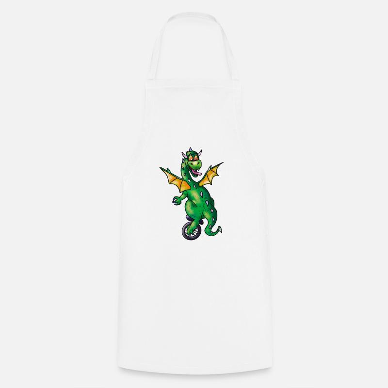 Dragon on unicycle - Cooking Apron - white