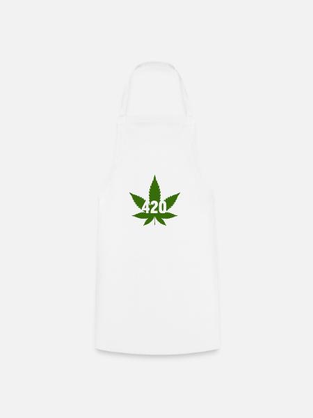 CANNABIS MARIHUANA HANFBLATT 420 - Kochschürze - Weiß