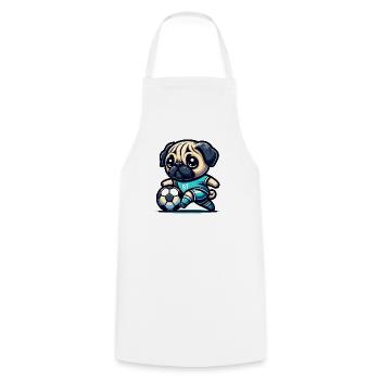 Carlin Chien Joueur de football Champion Fan - Tablier de cuisine - blanc - Devant - AI Model Male 185 dark (185cm)