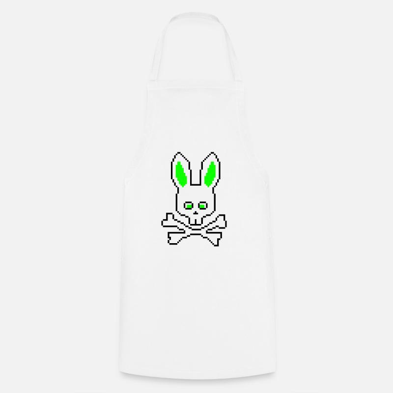 Skull Rabbit Green - Cooking Apron - white