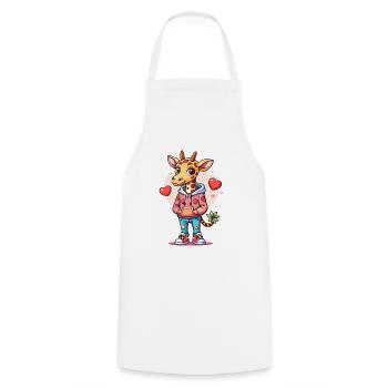 Giraffe Parade: Cool Giraffe - Cooking Apron - white - Front - AI Model Male 185 dark (185cm)