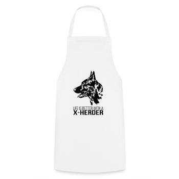 X-HERDER life is better Hollandse Herder Wilsigns - Kochschürze - Weiß - Vorne - AI Model Male 185 dark (185cm)