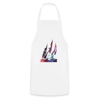 Segelsport Kunst #sailing - Kochschürze - Weiß - Vorne - AI Model Male 185 dark (185cm)