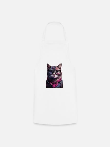Hipster-Katze Willow - Kochschürze - Weiß