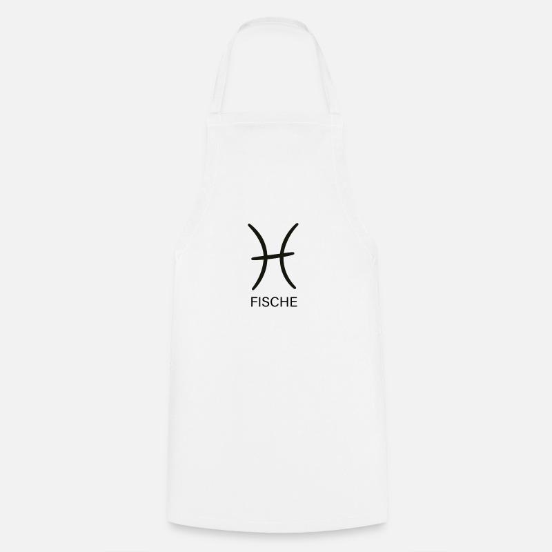 pisces fish simple symbol black - Cooking Apron - white