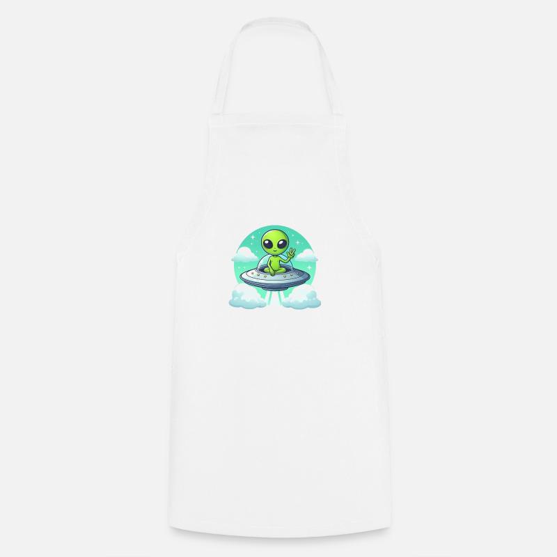 Alien Shows Peace - Cooking Apron - white
