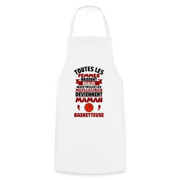Cadeau Fête des Mères - Maman Basketteuse,basket - Tablier de cuisine - blanc - Devant - AI Model Male 185 dark (185cm)