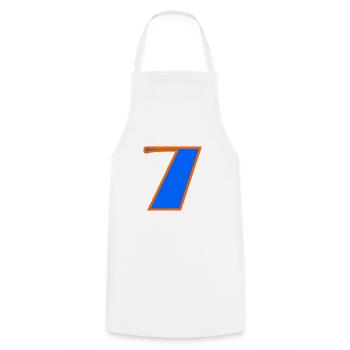 7. 7 YEARS. 7th ANNIVERSARY. BIRTHDAY 7 YEARS - Cooking Apron - white - Front - AI Model Male 185 dark (185cm)