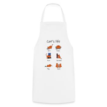 la vie de chat1 - Tablier de cuisine - blanc - Devant - AI Model Male 185 dark (185cm)