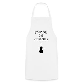 Violoncelle / Violoncelliste / Musique / Musicien - Tablier de cuisine - blanc - Devant - AI Model Male 185 dark (185cm)