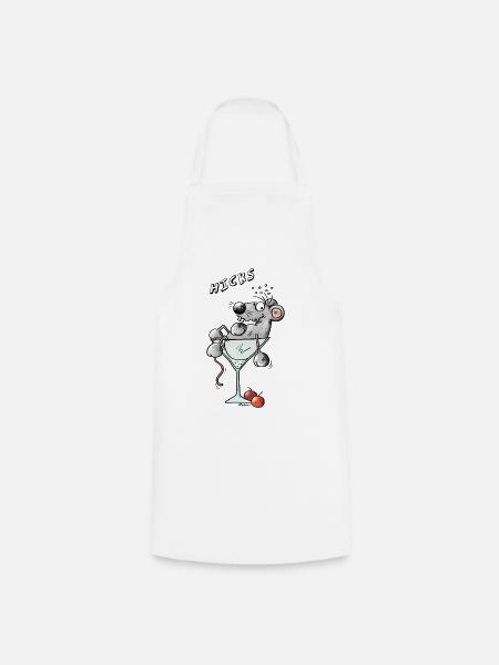 Maus im Cocktailglas - Kochschürze - Weiß