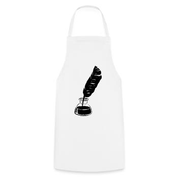 Poetry Tintenfass Feder - Kochschürze - Weiß - Vorne - AI Model Male 185 dark (185cm)