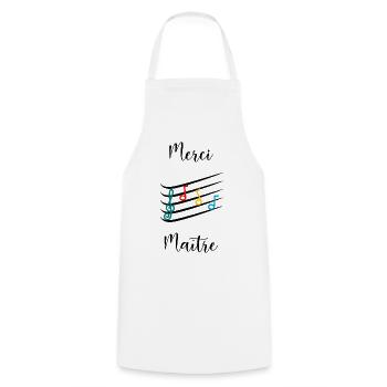 MAÎTRE. MERCI. MERCI MAÎTRE. CADEAU MAÎTRE - Tablier de cuisine - blanc - Devant - AI Model Male 185 dark (185cm)