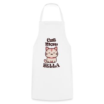 Bella Name Vorname mit Katze - Kochschürze - Weiß - Vorne - AI Model Male 185 dark (185cm)