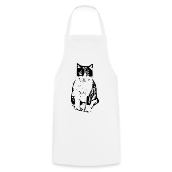 Chat noir - Tablier de cuisine - blanc - Devant - AI Model Male 185 dark (185cm)
