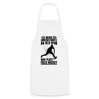Old Man Playing Field Hockey - Cooking Apron - white - Front - AI Model Male 185 dark (185cm)