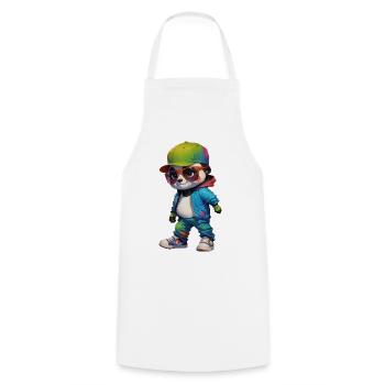Cute & Cool Teenage Panda Bear Boy - Cooking Apron - white - Front - AI Model Male 185 dark (185cm)