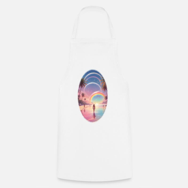 Pastel Beach Rainbow Dream - Cooking Apron - white