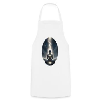 Light Chakra Meditation Energetic Flow - Cooking Apron - white - Front - AI Model Male 185 dark (185cm)