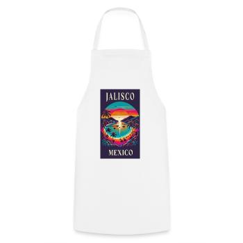 Motif de palmier Jalisco Mexico - Tablier de cuisine - blanc - Devant - AI Model Male 185 dark (185cm)