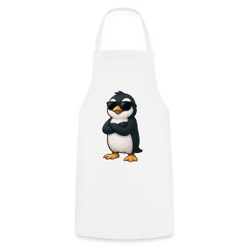 Cool Penguin with Arms Interlaced Gamer Cartoon - Cooking Apron - white - Front - AI Model Male 185 dark (185cm)