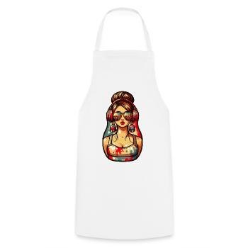 Russe Matriochka Musique Russie Russe - Tablier de cuisine - blanc - Devant - AI Model Male 185 dark (185cm)