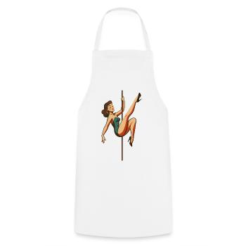 Pole Dance Pole Dancer Brunette Retro 50s Gift - Cooking Apron - white - Front - AI Model Male 185 dark (185cm)