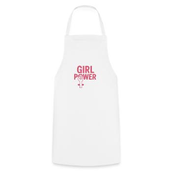 Girl Power Pink Fist Emblem - Cooking Apron - white - Front - AI Model Male 185 dark (185cm)