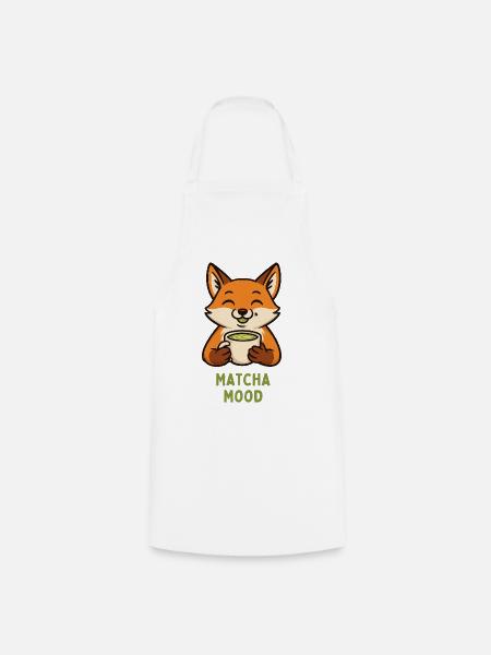 Fuchs mit Matcha – Mood - Kochschürze - Weiß