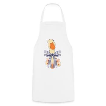 Oie pastel avec nœud et fleurs - Tablier de cuisine - blanc - Devant - AI Model Male 185 dark (185cm)