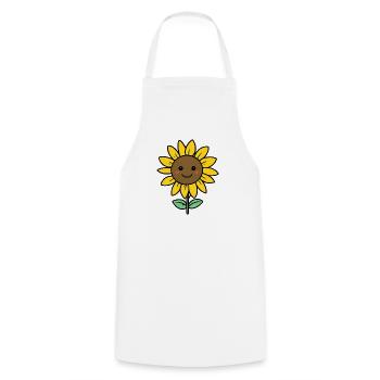 Cheerful Sunflower Cartoon - Cooking Apron - white - Front - AI Model Male 185 dark (185cm)