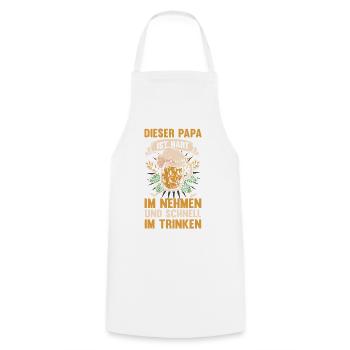 Bière, fête des pères, papa, papa - Tablier de cuisine - blanc - Devant - AI Model Male 185 dark (185cm)