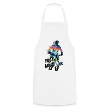 Mountain Bike T-Shirt Ride The Mountains MTB Rider - Cooking Apron - white - Front - AI Model Male 185 dark (185cm)