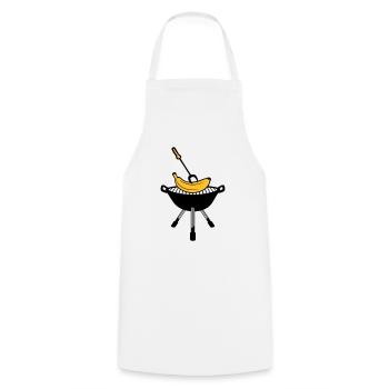 bbq grill grill fry cook cook schuerze kuec - Cooking Apron - white - Front - AI Model Male 185 dark (185cm)