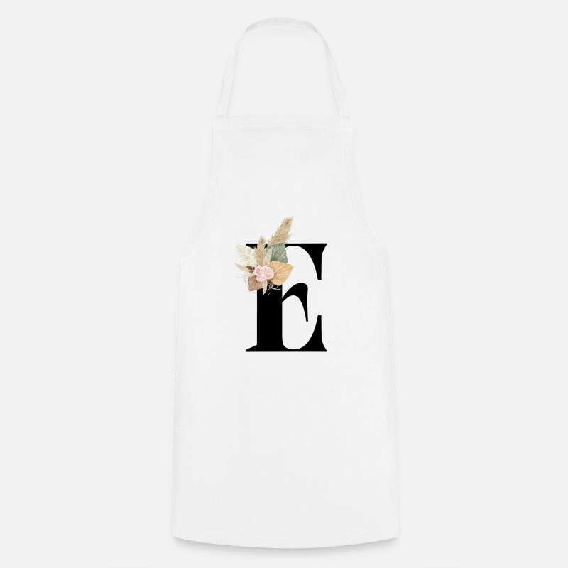 lettre E fleuris - Tablier de cuisine - blanc