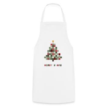 Merry Christmas 8-Bit Retro Christmas Tree - Cooking Apron - white - Front - AI Model Male 185 dark (185cm)