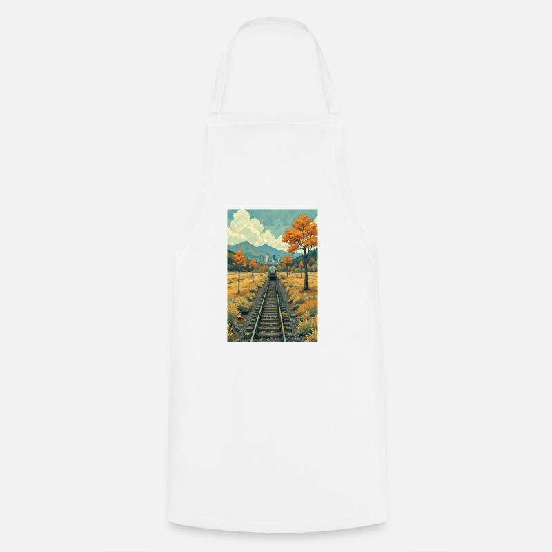Landscape with train - Cooking Apron - white