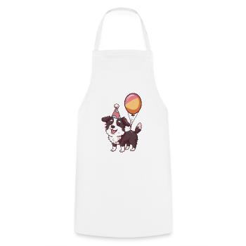 Border Collie Chiens Anniversaire Bande dessinée Mignon - Tablier de cuisine - blanc - Devant - AI Model Male 185 dark (185cm)