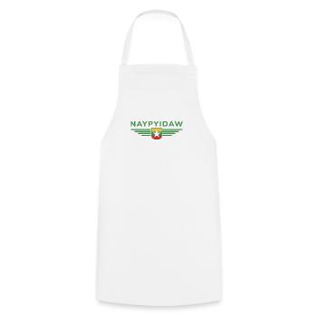 Naypyidaw T-Shirt – Capital Style - Cooking Apron - white - Front - AI Model Male 185 dark (185cm)