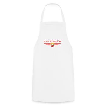 Naypyidaw T-Shirt – Capital Style - Cooking Apron - white - Front - AI Model Male 185 dark (185cm)